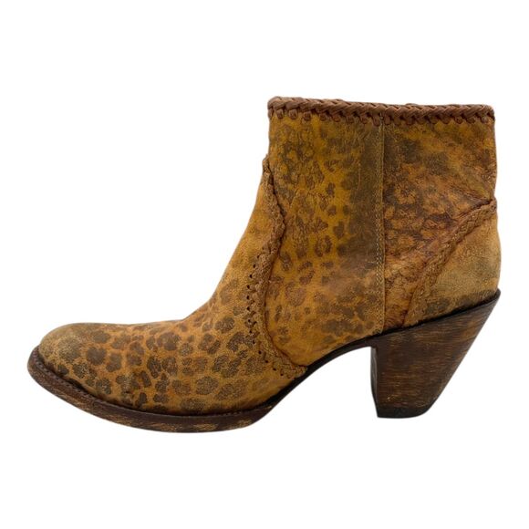 Old Gringo Mexicans Adala Heeled Ankle Leopard Print Suede Boots 7.5 Distressed - Picture 7 of 15
